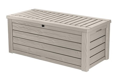 Storage Box 150 Gallon Resin Outdoor Patio Furniture Cushions Keter Westwood