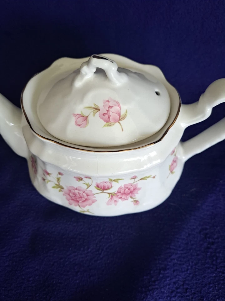 TETERA ARTHUR WOOD & SON STAFFORDSHIRE INGLATERRA ROSAS ROSAS con Borde Dorado #6263 Foto 2 de 4