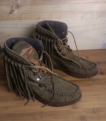 El Vaquero Mayclip Wornout Antilope Moccasin Boots Size 38  Made Italy- EUC