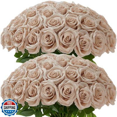 Carlita s Blooms 50Pcs Nude Roses Artificial Flowers Artificial Silk Roses Bu