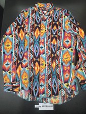 Wrangler Cowboy Cut Aztec Southwestern Pearl Snap Shirt Men  s Large 16 -35 1534