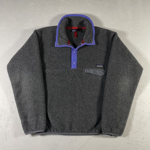 Pullover vintage anni 90 Patagonia Synchilla Snap T uomo piccolo pile grigio USA outdoor - Foto 4 di 13