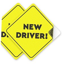 Sign for Car Non-Magnetic - 2 Pack, 5" by 5" - Essential New Driver Sticker