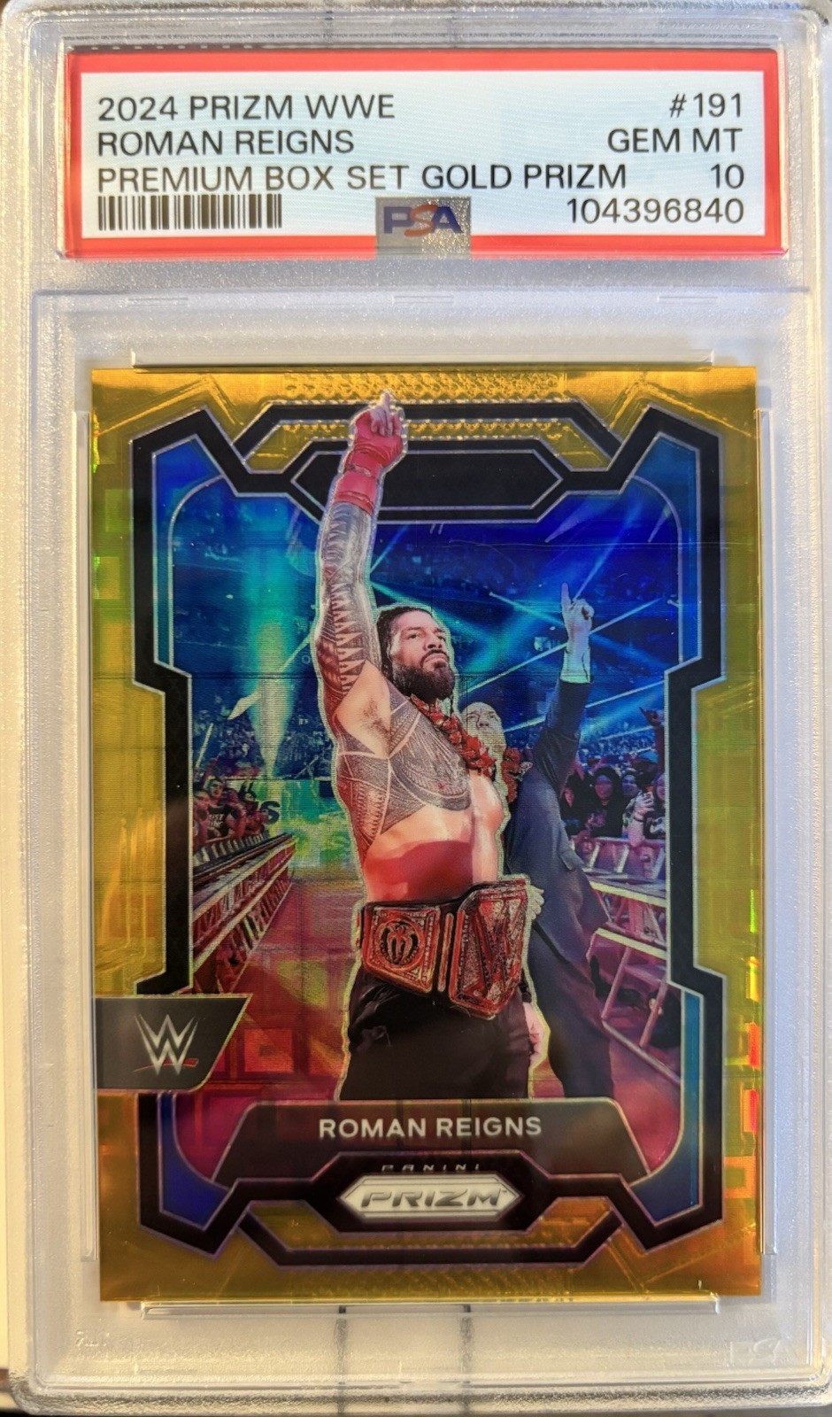 2024 Panini WWE Prizm Roman Reigns Premium Box Set Pandora /5 Gold PSA 10