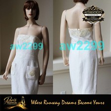 CHANEL Embellished Sleeveless Runway Dress Ivory 38 Cc Logo