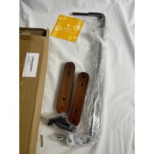 Bath Towel Bar Solid Wood and Metal Double Wall Mounted Rack X003DXMN43