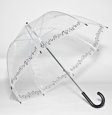 NEW Musical Note Trim Bubble Dome See Through Fashion Umbrella Clear