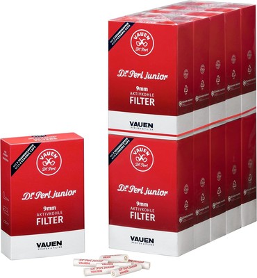 1.000x Dr. Perl Junior 9mm Aktivkohlefilter 10x100er Schachtel Jubox Vauen