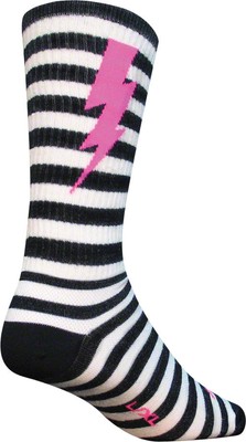 SockGuy Wool Lightning Socks - 8'', Black/White, Large/X-Large