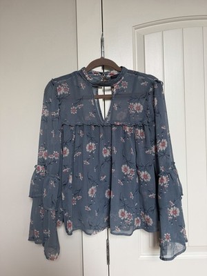 American Eagle Women's Floral Blouse, Long Sleeve, Small
