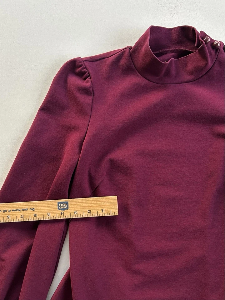 Vestido KATE SPADE Mock Neck Ponte malha elástica cereja manga longa feminino pequeno - Imagem 4 de 4