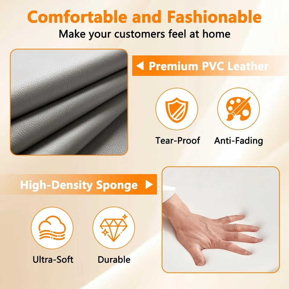 Silla de cuero para invitados CLATINA negra sala de espera oficina escritorio sillas laterales recepción Foto 4 de 4