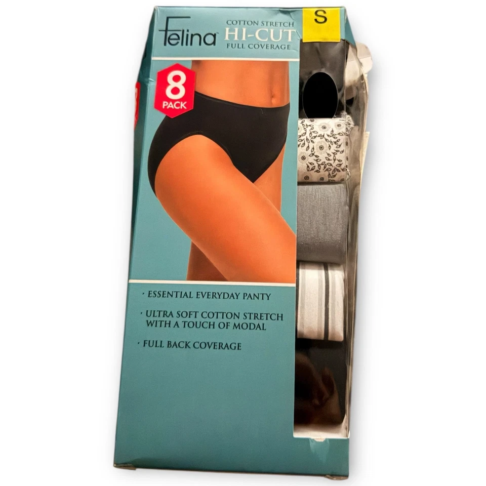 Nuevo en caja Calzoncillos Felina Corte Alto Algodón Elástico Paquete de 6 S Multicolor Foto 4 de 4