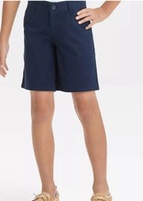 Boys Cat  Jack School Shorts Navy Blue Chino Bermuda Flat Front Size S 6/7 NWT