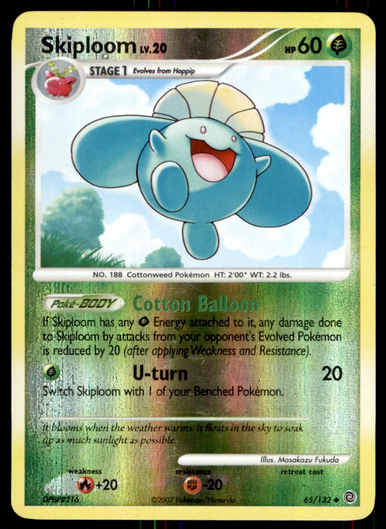 2007 Pokemon Diamond & Pearl - Secret Wonders Skiploom #65 Light Play Holo