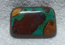 Mosaic Colored Wood Slice Enamel Covered Solid Brass Holder Great Condition  