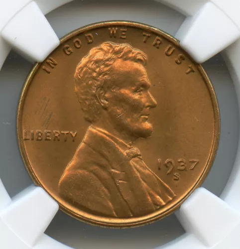 1937-S Lincoln Cent, NGC MS67RD
