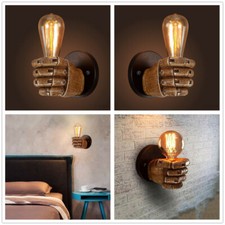 Industrial Fist Wall Sconce Plug In Wall Light Fitting Home Bar Indoor Lamp E27