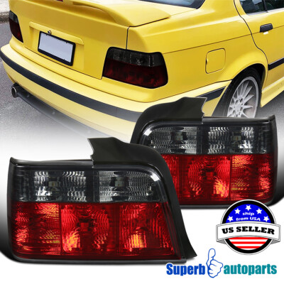 Fits 1992-1998 BMW E36 3-Series 4Dr Sedan Tail Lights Brake Lamp Smoke 92-98