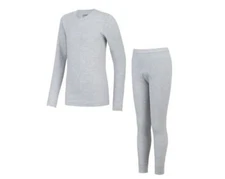 NEW Boys Warm Thermal Underwear Long Johns Waffle Base Layer Top Pants Set Gray