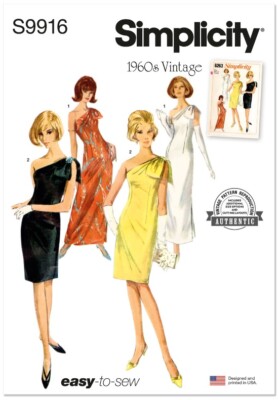 Simplicity S9916 Vintage Retro 1960s One-shoulder Dress Pattern Size 6-14/16-24 | eBay Simplicity S9916 Vintage Retro 1960s One-shoulder Dress Pattern Size 6-14/16-24 | eBay