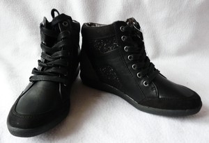 ladies black leather high tops