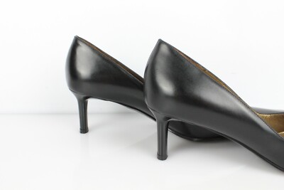 Escarpins MANFIELD Cuir Noir Petits Talons Taille 36,5 (FR 37) - Très Bon état, Fabrication Italie
