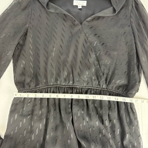 Signature By Robbie Bee Black Long Sleeve VNeck Sheer Pattern Maxi Dress Size 16 - Picture 7 of 8