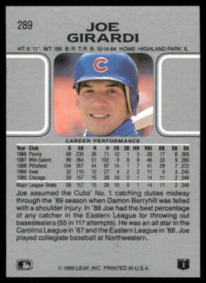 Joe Girardi 1990 Leaf #289 Chicago Cubs | eBay