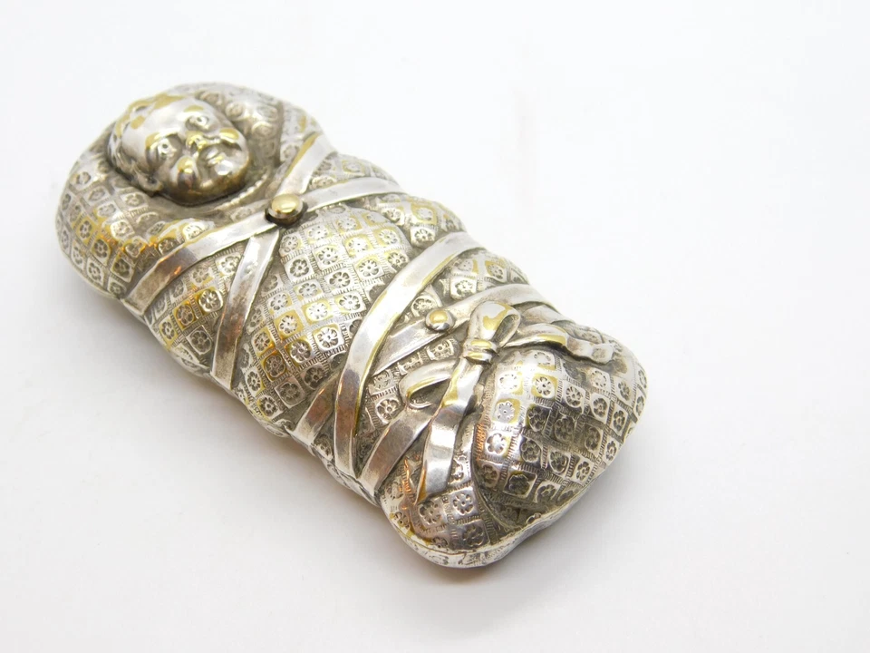 Victorian Austrian Silver Plated Baby in the Basket Novelty Vesta Case c1860 - Image 3 of 4