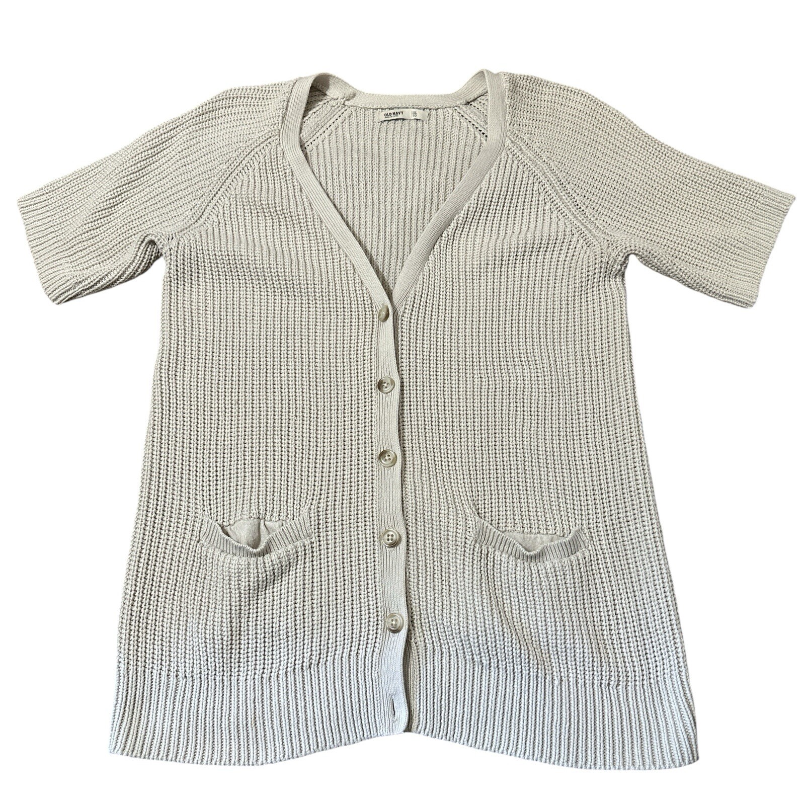 Old Navy Cardigan Sweater Women's XL Beige Long Sleeve Heavy