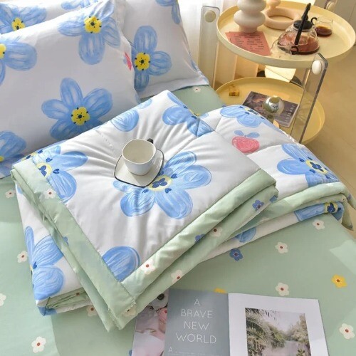 Simple Modern Air Condition Thin Blanket SummerQuilt Cotton Fluffy Plaid Blanket - Bild 26 von 37