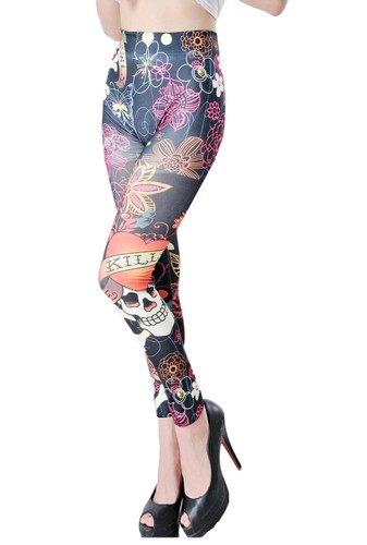Leggings Rock stampati donna elasticizzati senza cuciture shull tatoo nuovi  | eBay