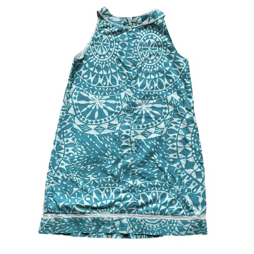 Gap Kids Girls Teal White Geometric Print Dress Size XL (12) Resort Wear - Picture 2 of 5