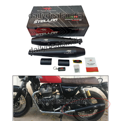 Fit Für Royal Enfield Interceptor 650 '' Ss Red Rooster Auspuff Silencer Schwarz