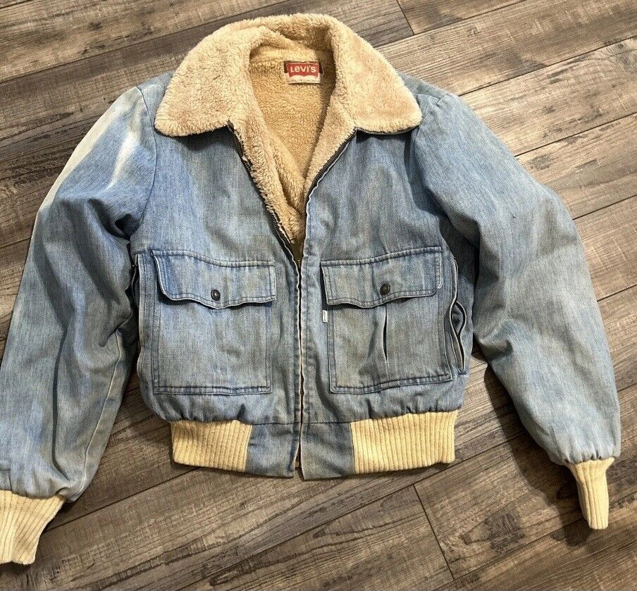🚨🔥Vintage 70s Talon Zip Levi's Sherpa Jacket Size L White 🚨🔥Vintage 70s Talon Zip Levi's Sherpa Jacket Size L White