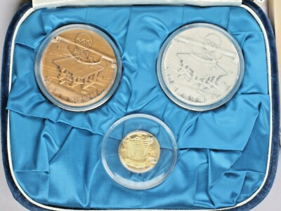 1975 Rare Okinawa Japan Ocean Expo Gold and Silver 3 piece Set