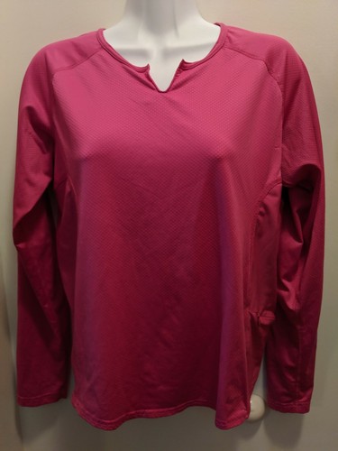 Nike Women's Small Pink V Neck Sphere Dry Long Sleeved Shirt - 第 1/6 張圖片