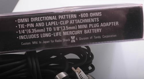 Realistic Condenser Microphone No. 33-1056A 600 OHMS Tie Pin/Lapel Clip - Picture 4 of 5