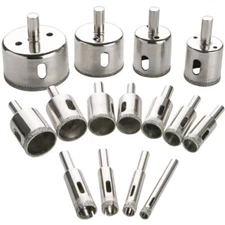15pcs Diamond Hole Maker Cutter Saw Drill Bit Set Glass Ceramic Tile Porcelain