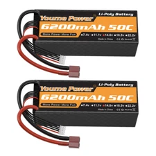 2pcs 14.8V 6200mAh 4S 50C LiPo Battery Hard case Deans for Rc Car Truck Buggy