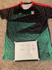 Mitre Elite Mens L Black Green Soccer Jersey Shirt Mexico
