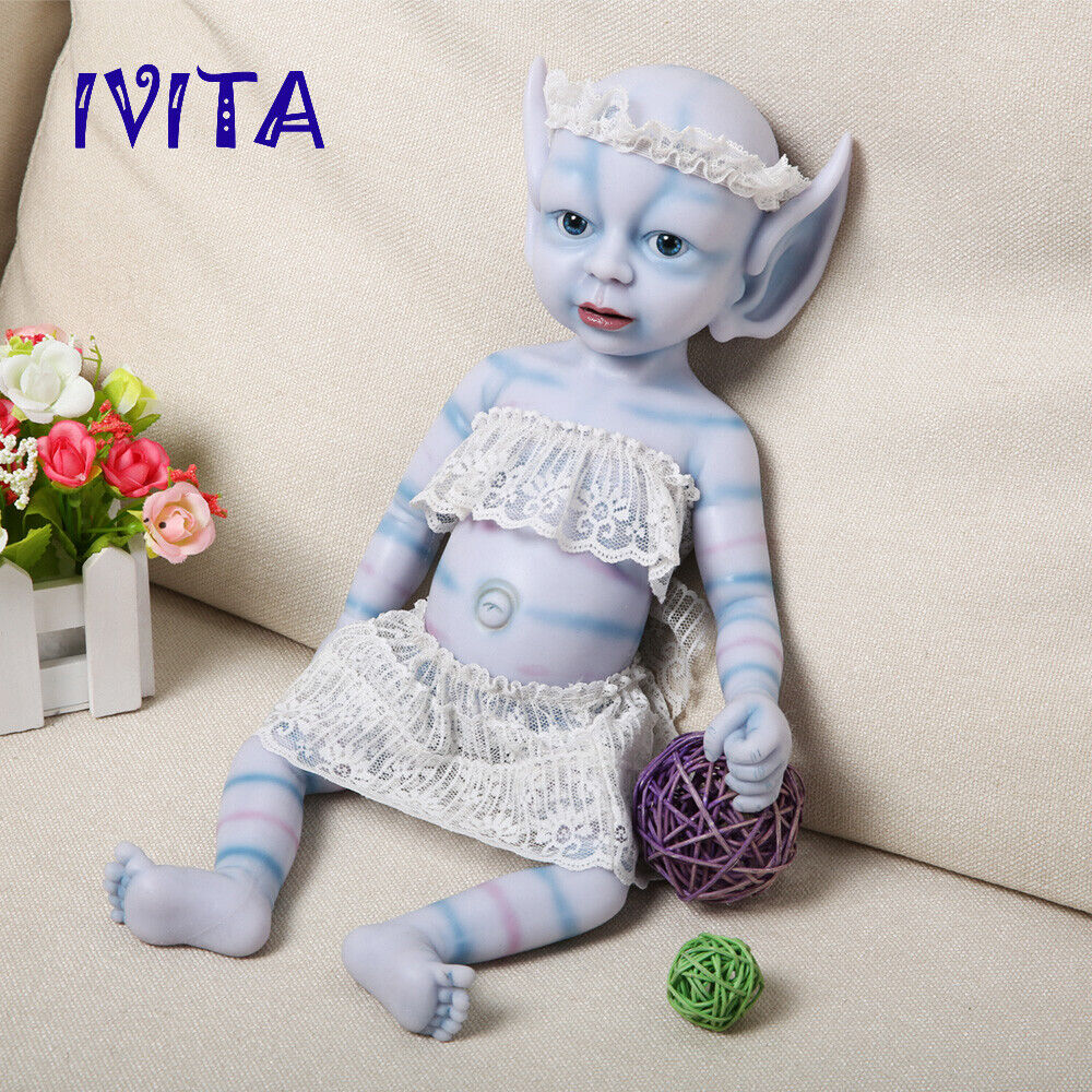 15”Lifelike Fairy Elf Doll Full Body Silicone Lovely Girl Waterproof Doll IVITA