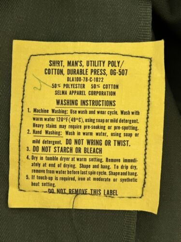 Vtg Selma Apparel Corporation Utility Poly/Cot LS Shirt Men's Size 15-1/2 x 33 - Picture 14 of 20