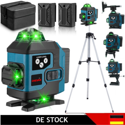 16 Line Laser Level 360° Kreuzlinienlaser Selbstnivellierend Wasserwaage +Stativ