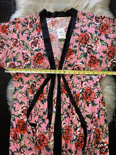 NWT NFC Home Nordstrom Summer Rose Floral Tie Front Kimono Slit Duster XS/S $77 - Picture 10 of 12