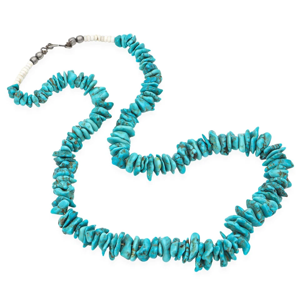 Vintage Southwestern Native American Turquoise Nugget Beaded Strand Necklace - Image 3 of 4