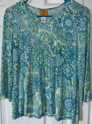 Ruby Rd Womens PS Blouse Shirt Top 3/4 Sleeve Floral (K)