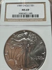 1989 $1 American Silver Eagle NGC MS69 Brown Label