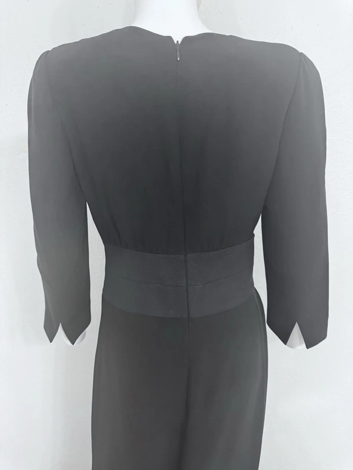 Maxi Vestido Largo Giorgio Armani Etiqueta Negra Imitación Envoltura Crepé Cuello en V IT42 Foto 4 de 4